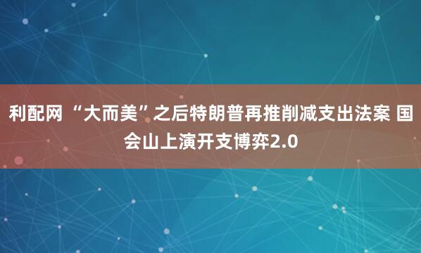 利配网 “大而美”之后特朗普再推削减支出法案 国会山上演开支博弈2.0