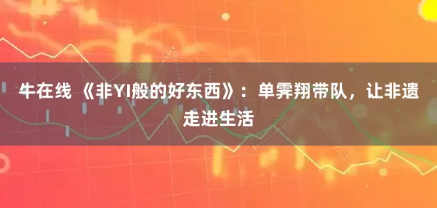 牛在线 《非YI般的好东西》：单霁翔带队，让非遗走进生活